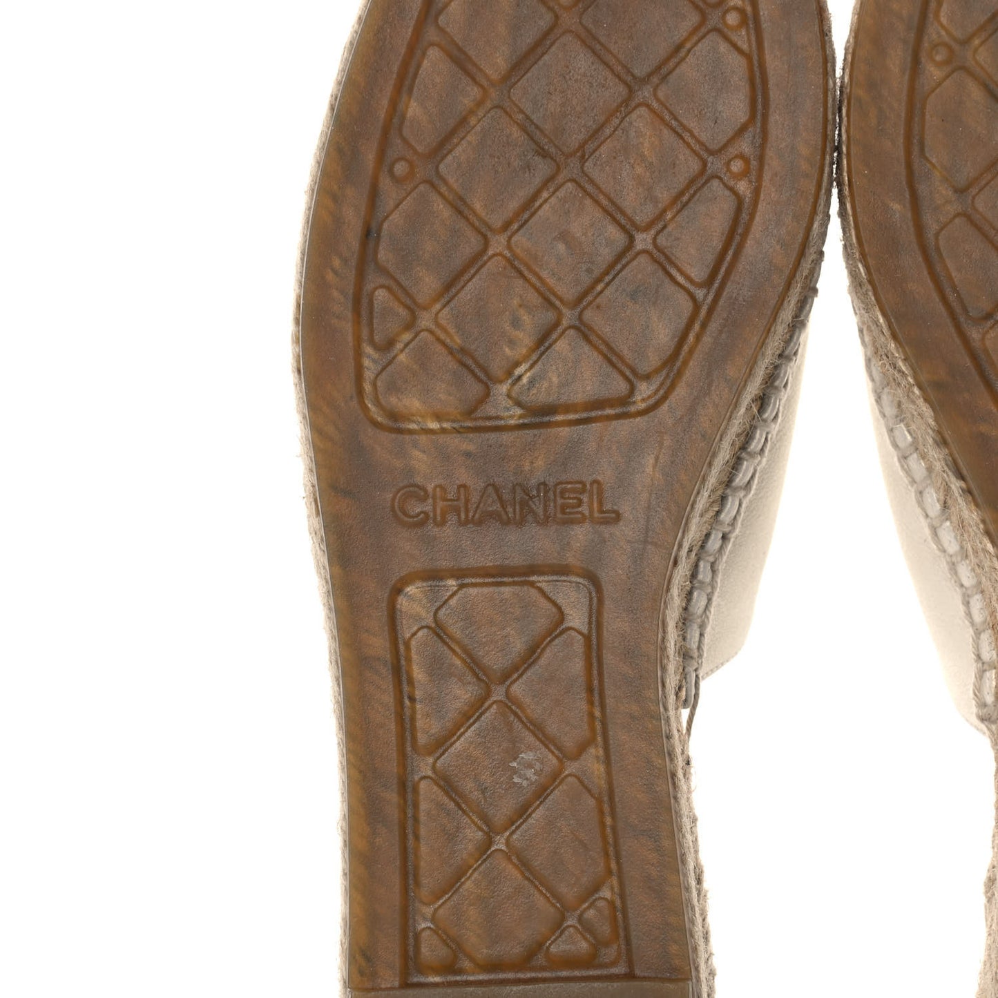 Iridescent Goatskin CC Espadrille Mules 37 Ivory Black