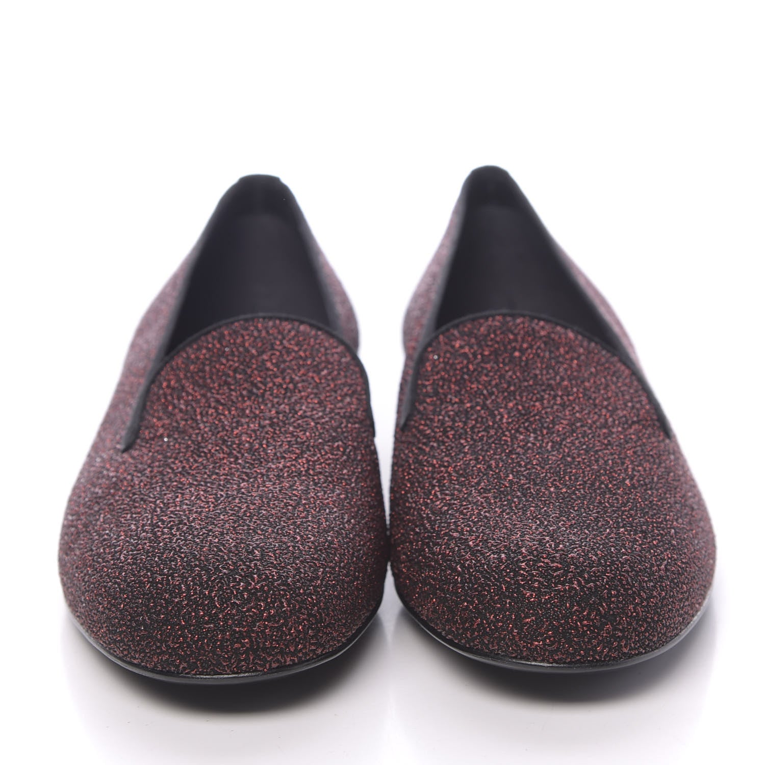 Saint Laurent Metallic Calfskin Smoking Slipper Flat Loafers 37.5 Red Glitter 2 of 8