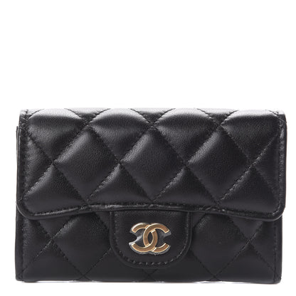 Chanel Lambskin Quilted Flap Card Holder Black 1 of 7