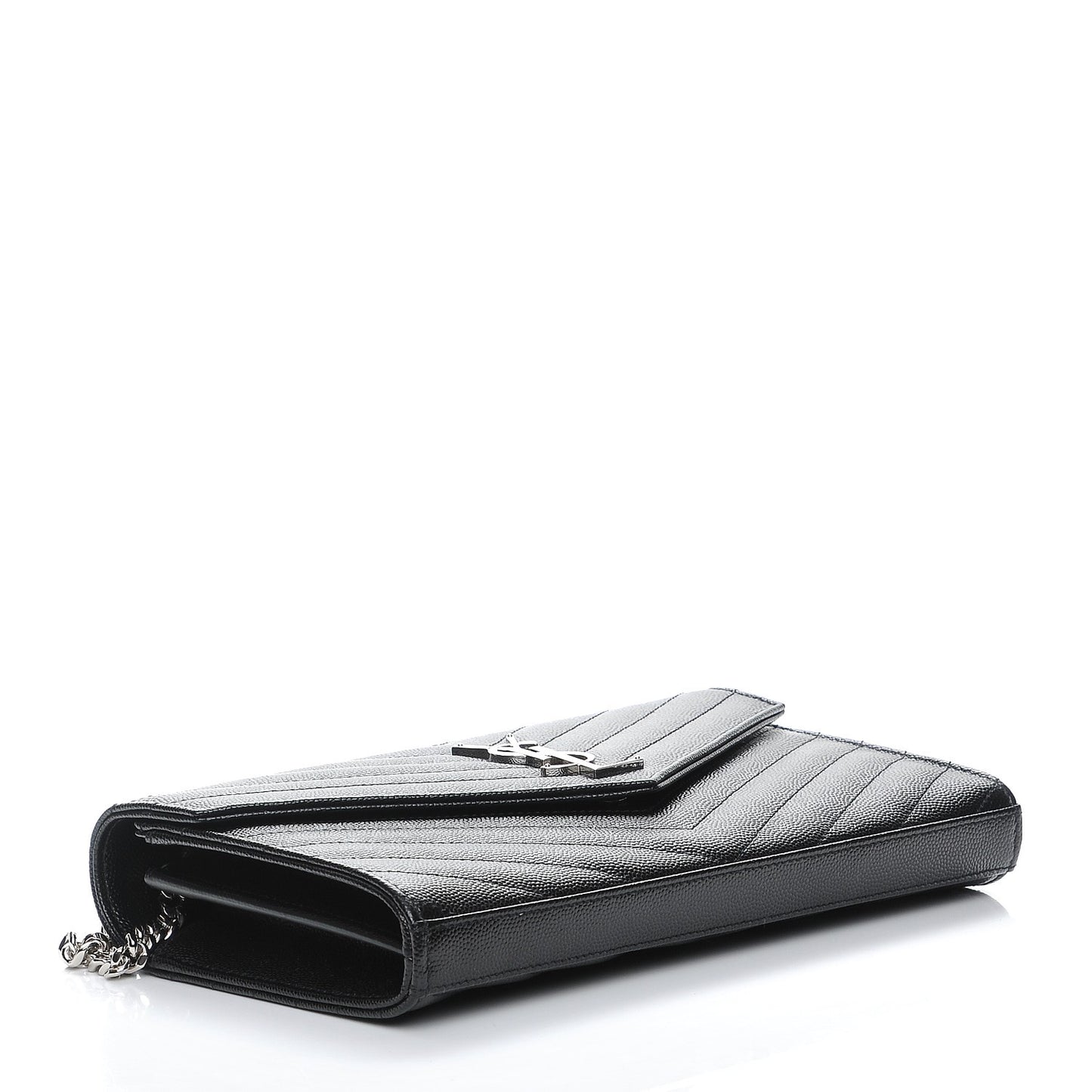Grain De Poudre Matelasse Chevron Monogram Chain Wallet Black