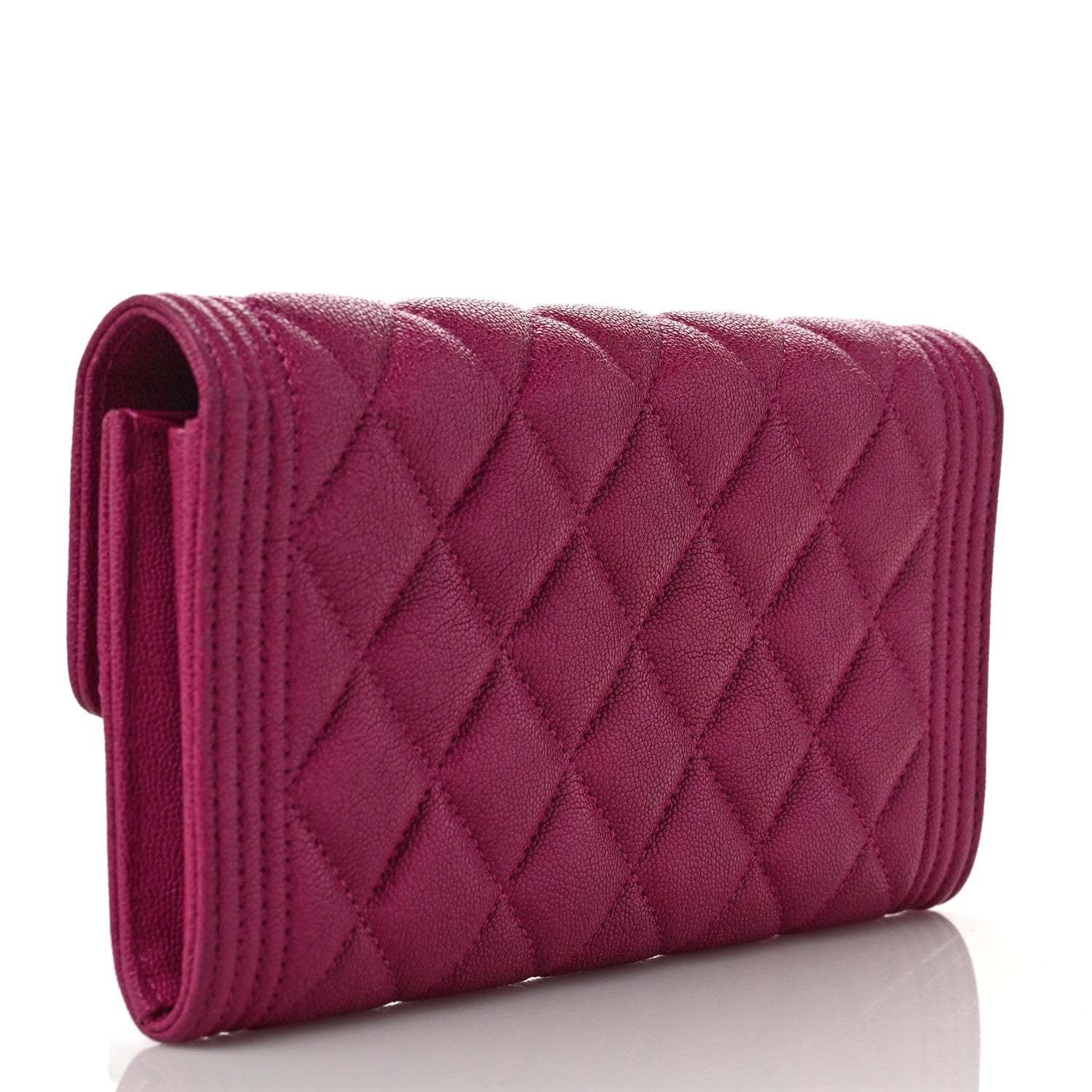 Chanel Caviar Quilted Large Boy Gusset Flap Wallet Fuchsia 3 of 9