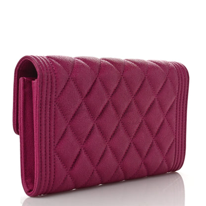 Chanel Caviar Quilted Large Boy Gusset Flap Wallet Fuchsia 3 of 9