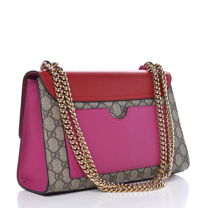 Gucci GG Supreme Monogram Calfskin Medium Padlock Shoulder Bag Beige Hibiscus Red New Rosette 4 of 10