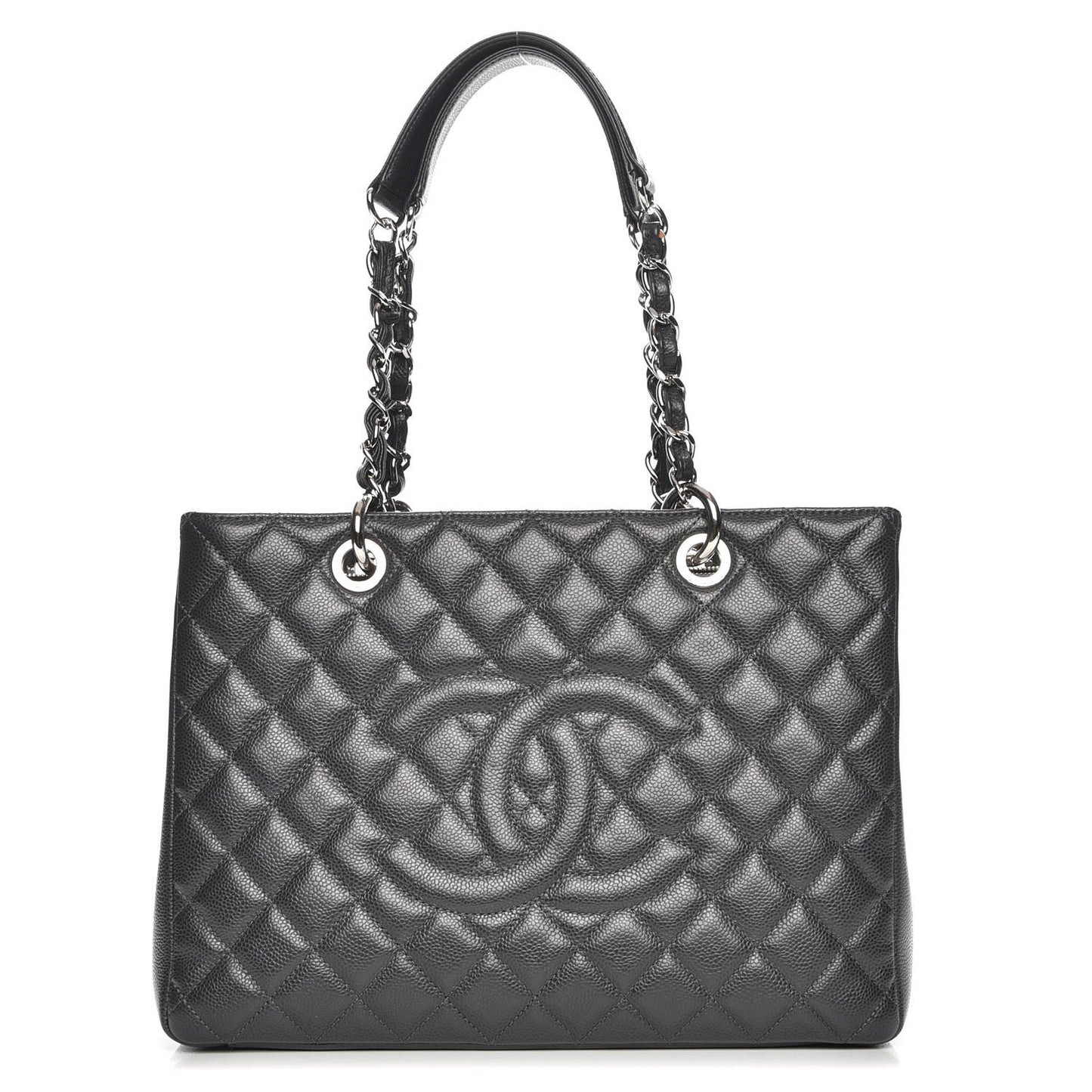 Caviar Quilted Grand Shopping Tote GST Dark Grey