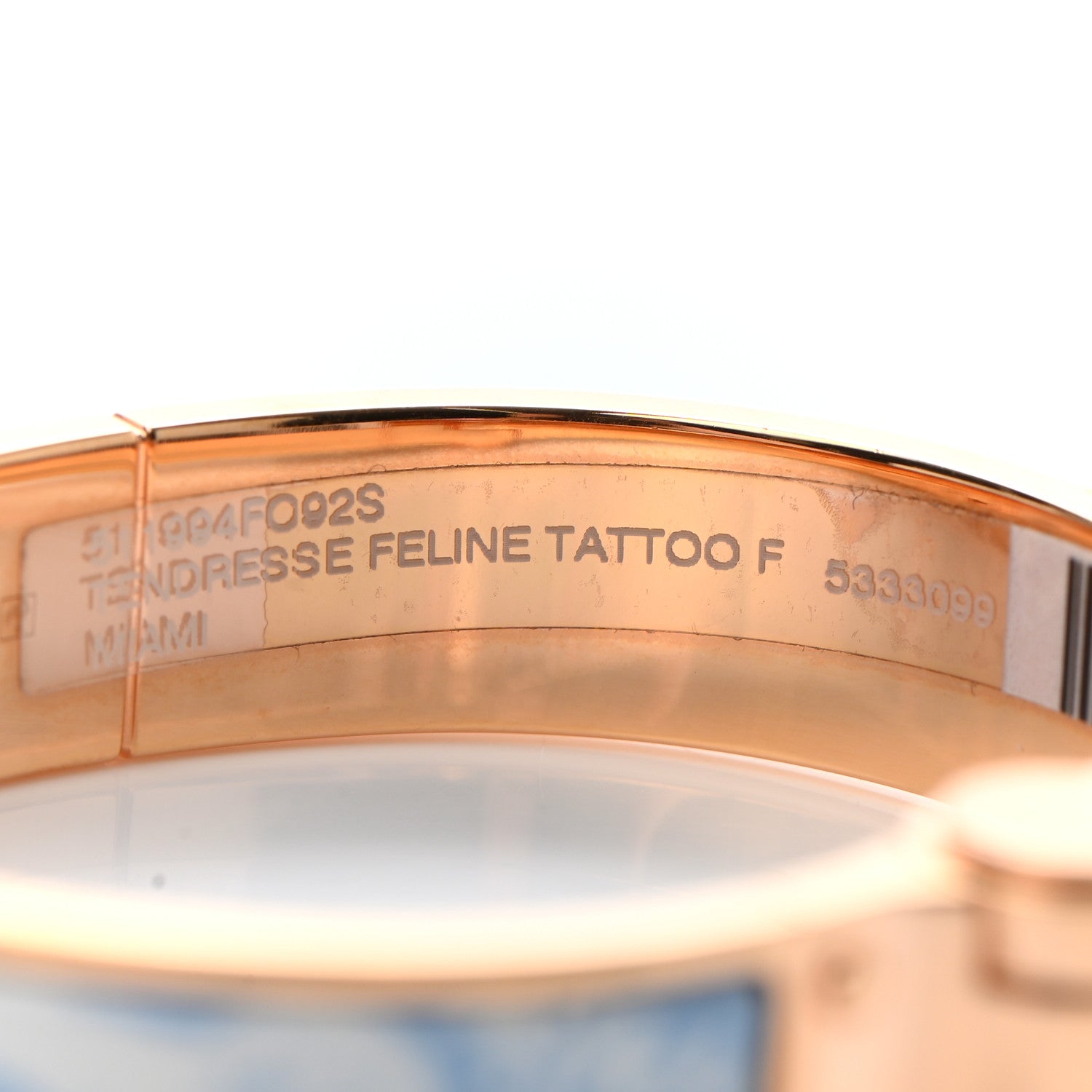 Hermes Enamel Printed Narrow Tendresse Feline Tattoo Charniere Bracelet S Miami 5 of 7