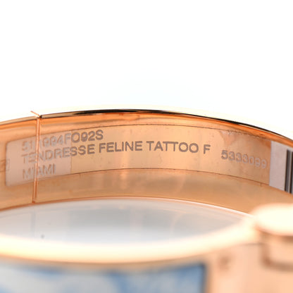 Hermes Enamel Printed Narrow Tendresse Feline Tattoo Charniere Bracelet S Miami 5 of 7