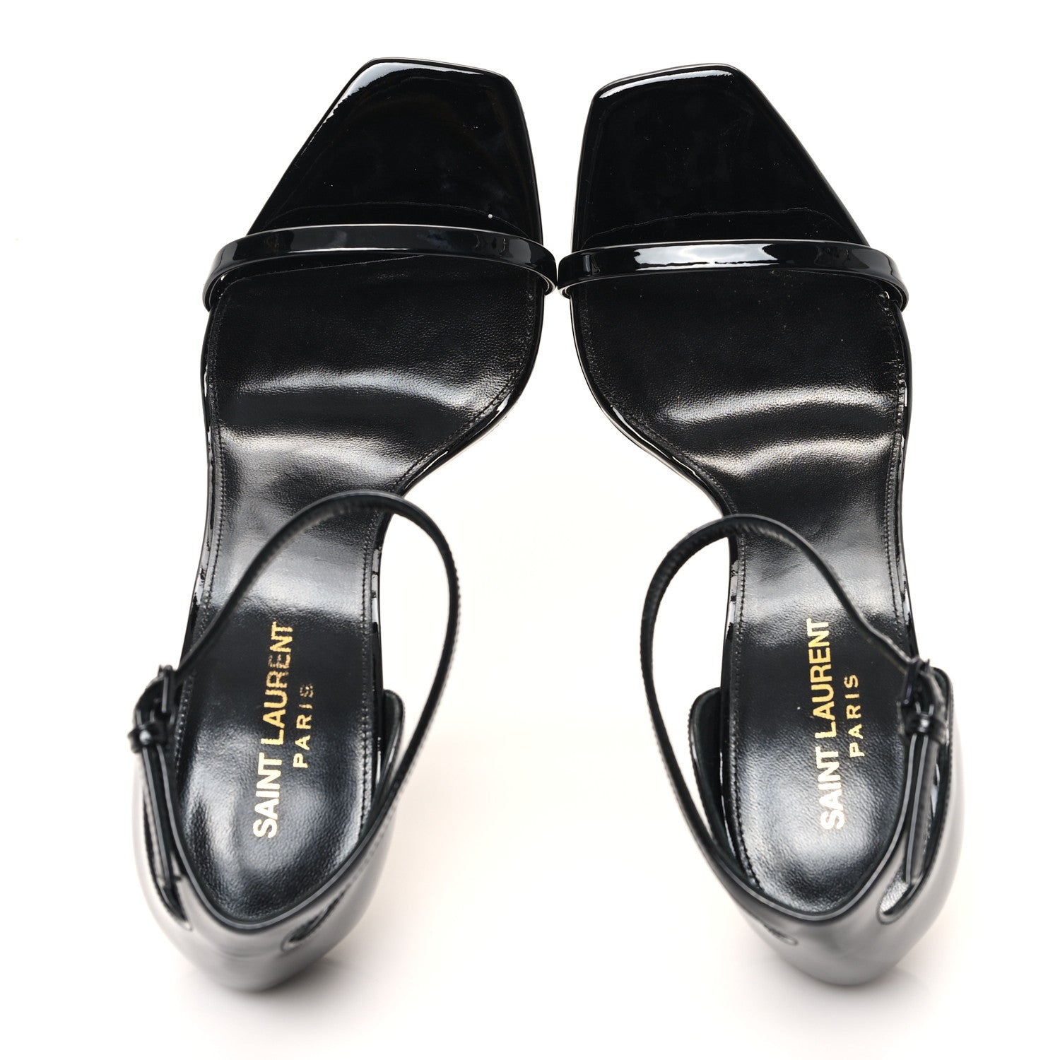 Saint Laurent Patent Calfskin Opyum 110 Sandals 40 Black Gold 2 of 11