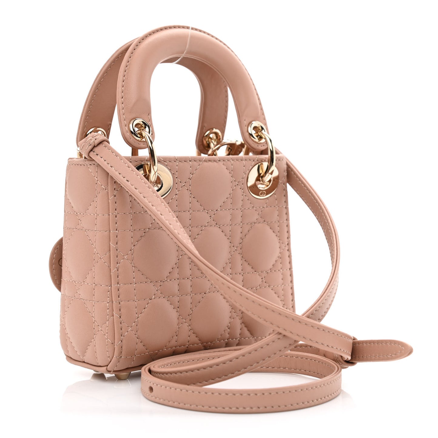 Lambskin Cannage Micro Lady Dior Rose Des Vents