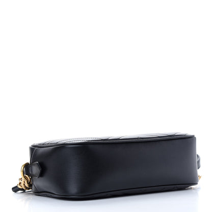 Gucci Calfskin Matelasse Small GG Marmont Chain Shoulder Bag Black 4 of 9