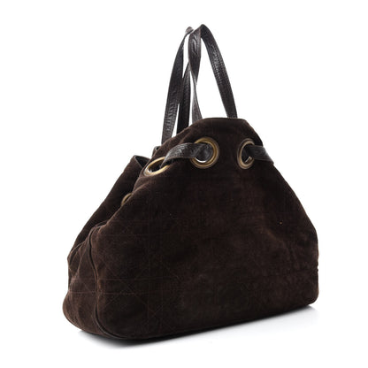Christian Dior Suede Cannage Drawstring Bag Brown 3 of 11