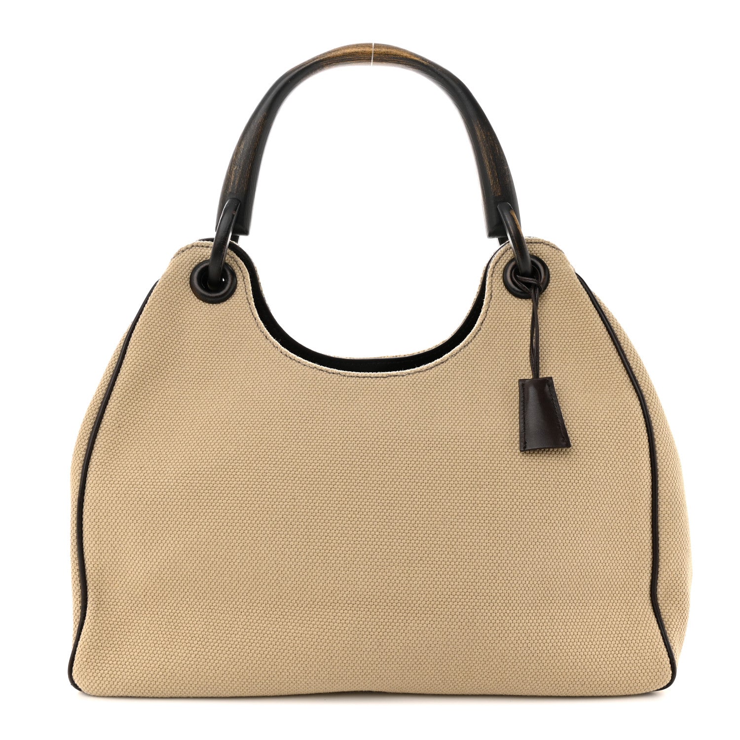 Gucci Canvas Wooden Handle Shoulder Bag Beige 1 of 12