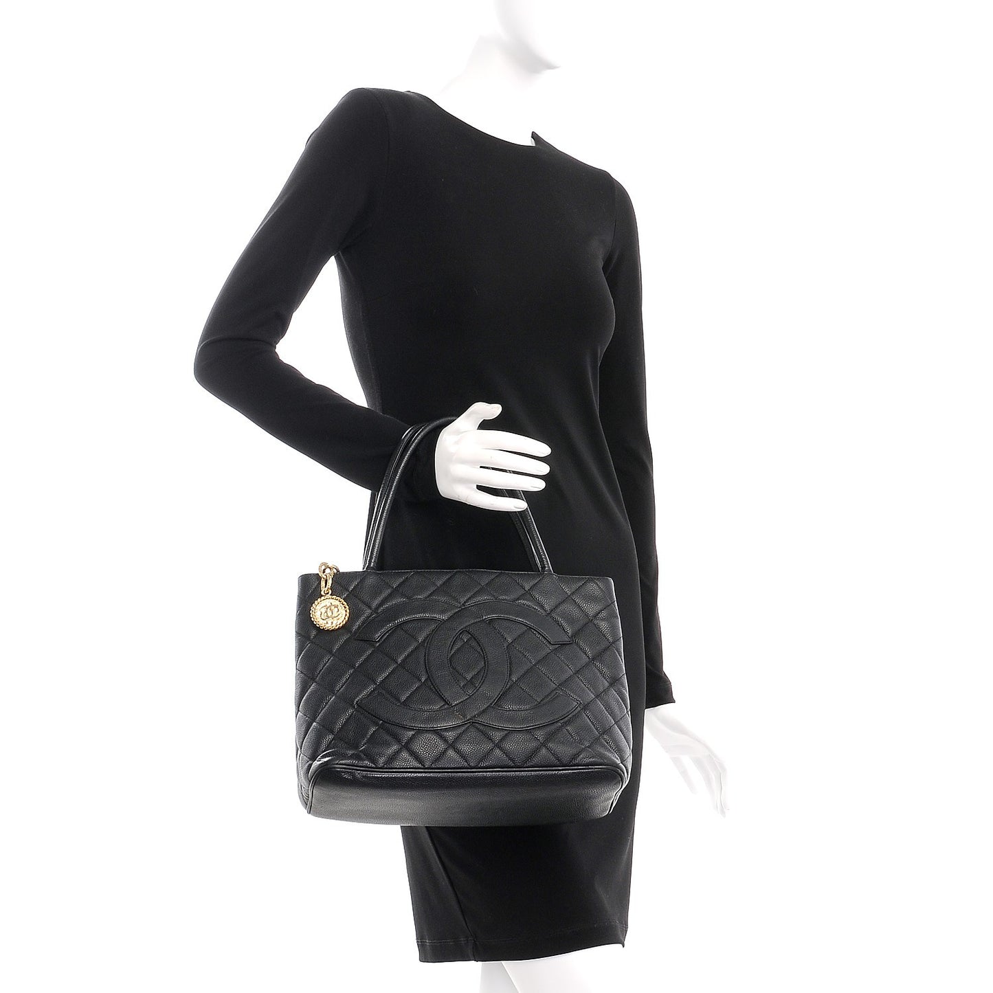 Caviar Medallion Tote Black