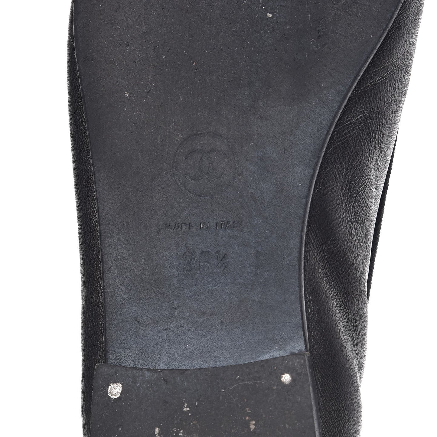 Lambskin Patent CC Cap Toe Ballerina Flats 36.5 Black