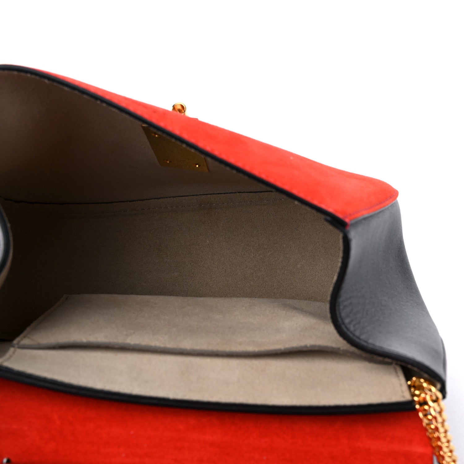 Chloe Suede Smooth Calfskin Drew Shoulder Bag Plaid Red 5 of 8