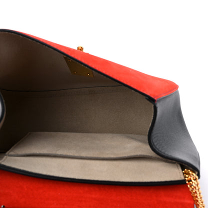 Chloe Suede Smooth Calfskin Drew Shoulder Bag Plaid Red 5 of 8