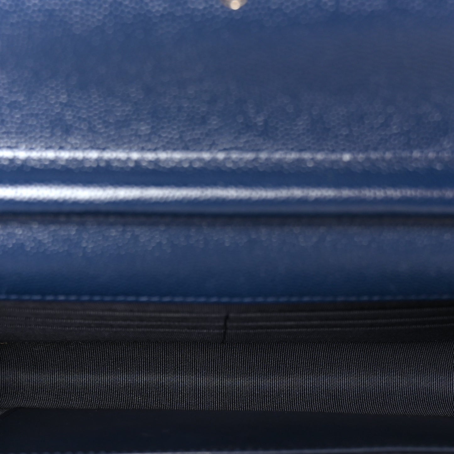 Caviar Quilted Wallet on Chain WOC Navy Blue