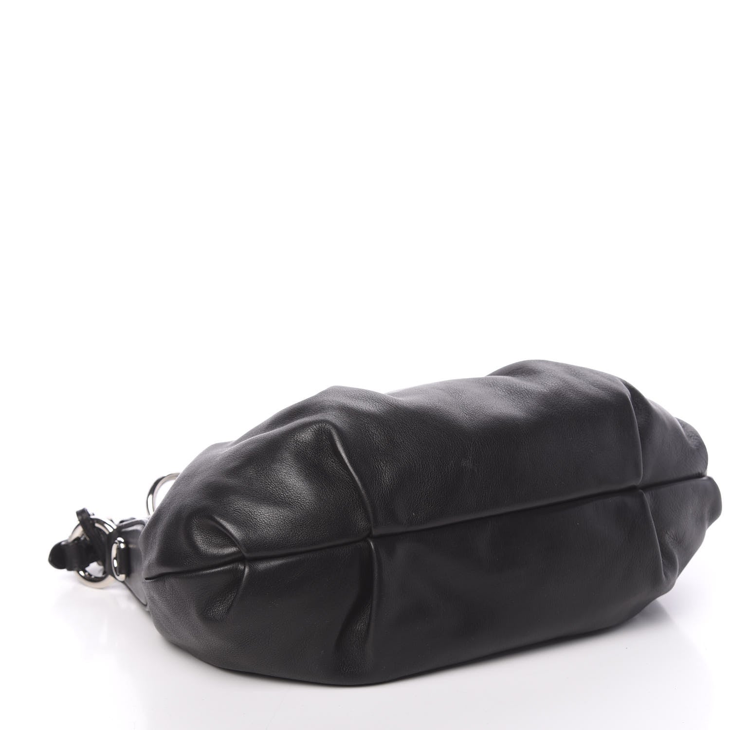 Prada Soft Calfskin Pleated Hobo Black 4 of 11