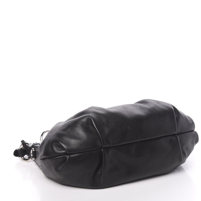 Prada Soft Calfskin Pleated Hobo Black 4 of 11