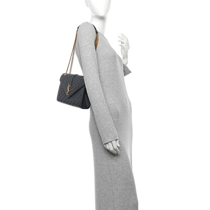 Saint Laurent Grain De Poudre Textured Mixed Matelasse Triquilt Medium Monogram Satchel Dark Tea 2 of 11