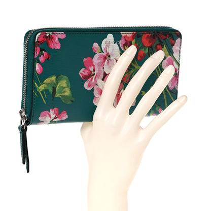 Gucci Calfskin Blooms Print Zip Around Wallet Bright Emerald Multicolor 2 of 11