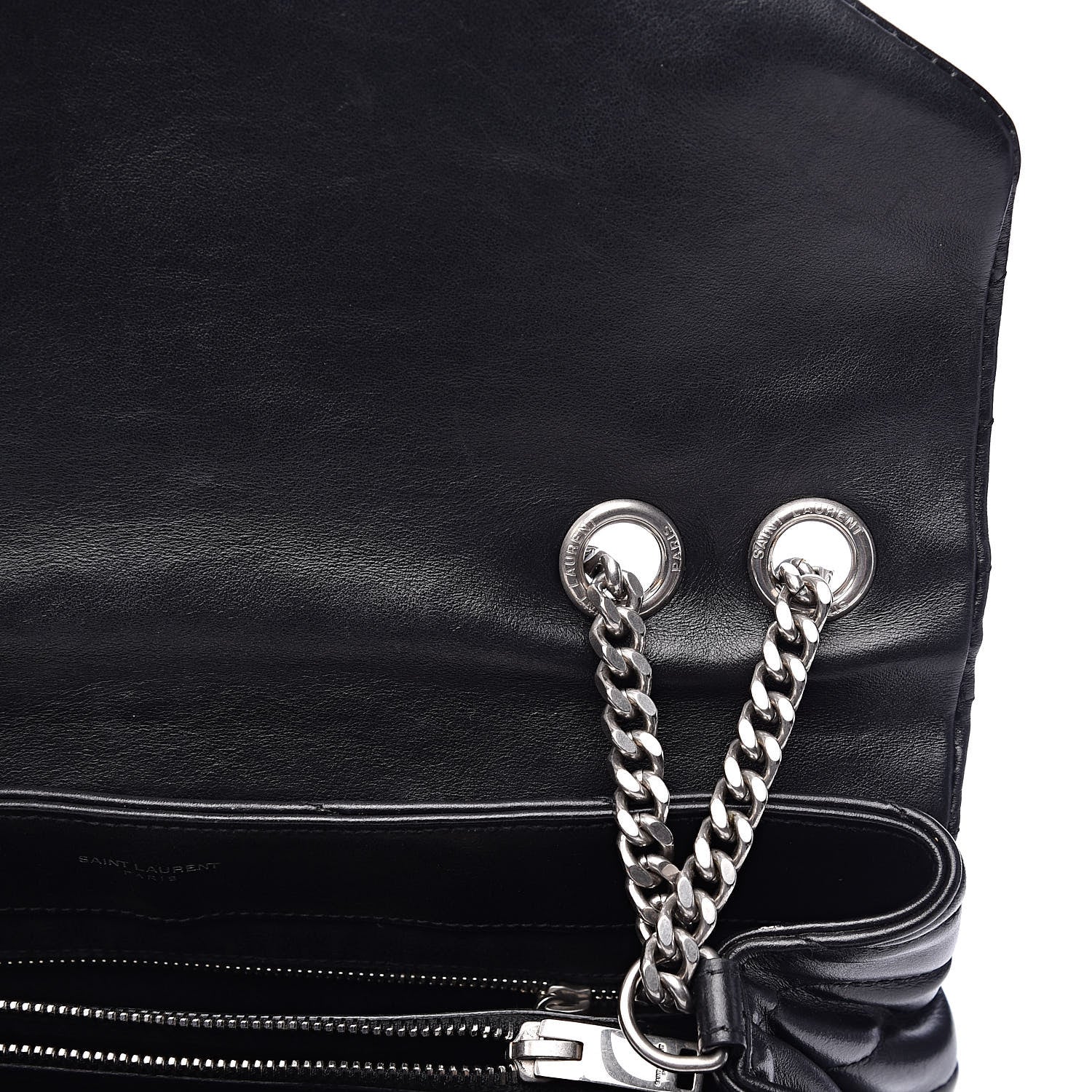 Saint Laurent Calfskin Y Quilted Monogram Medium Loulou Chain Satchel Black 9 of 16