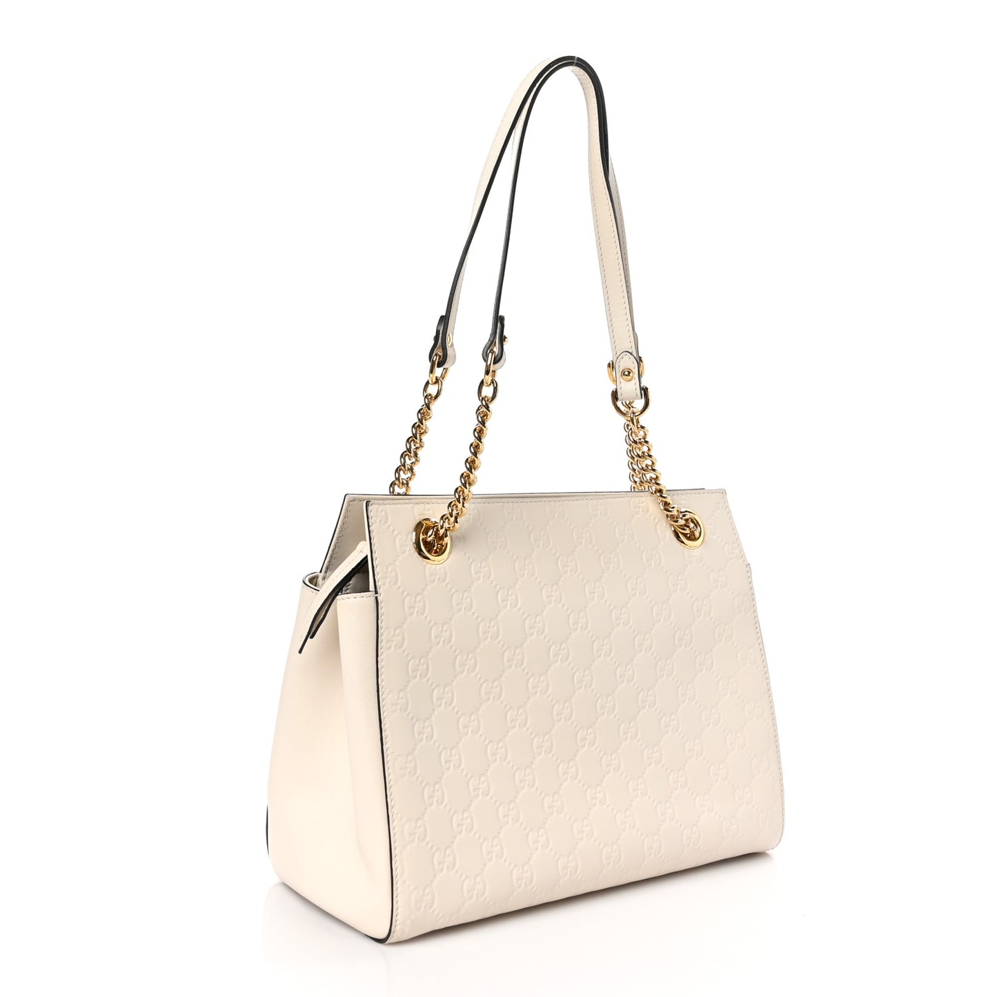 Guccissima Signature Medium Shoulder Tote Bag Mystic White
