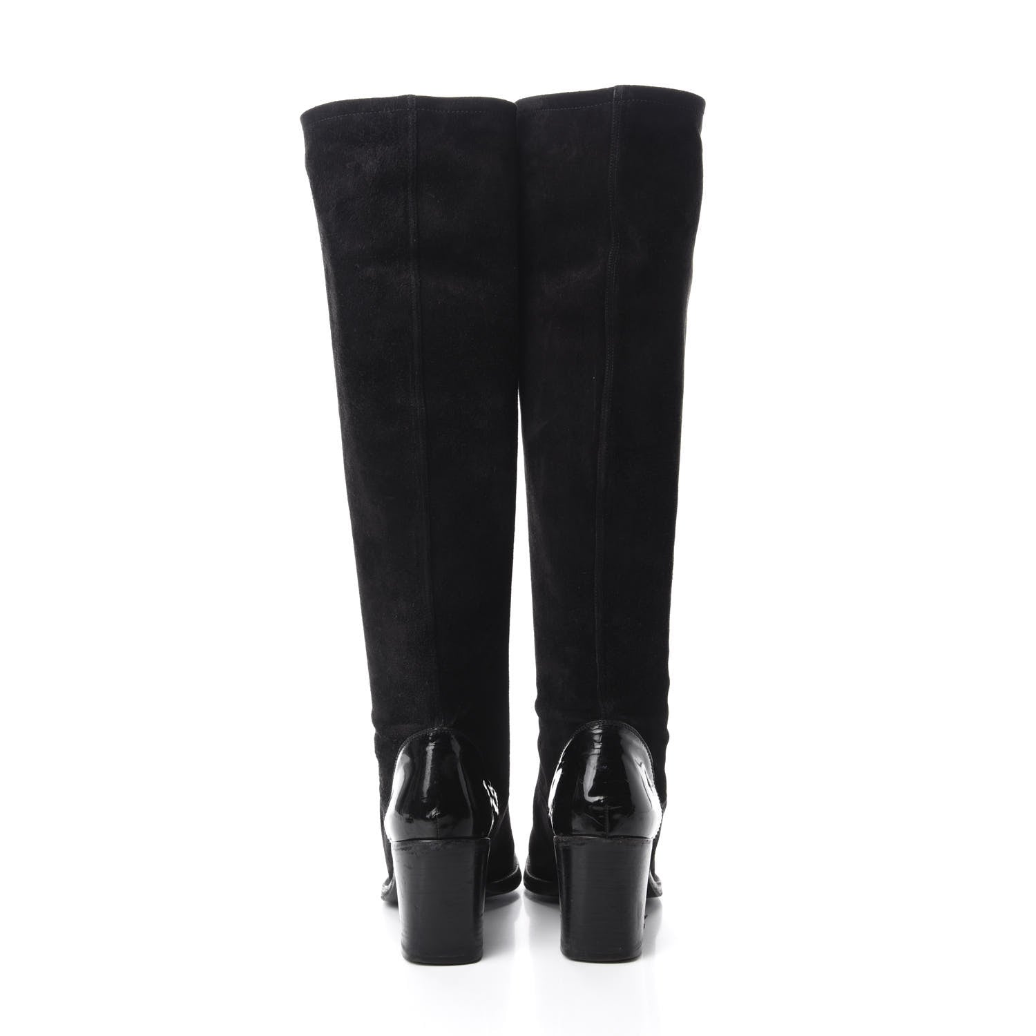 Chanel Suede Calfskin CC Knee High Boots 39.5 Black 5 of 17