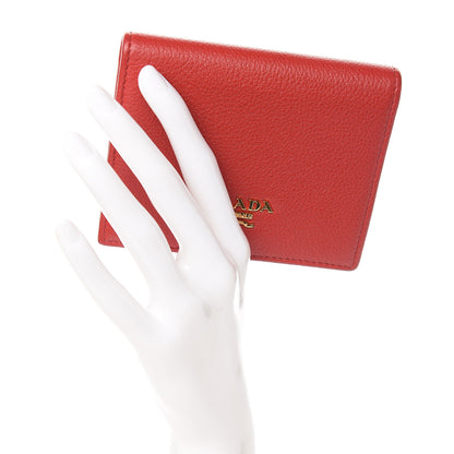 Prada Vitello Grain Bi-Fold Wallet Fuoco 2 of 8