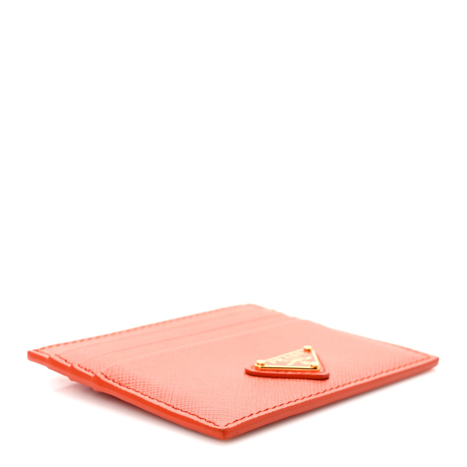 Prada Saffiano Triangle Card Holder Arancio 4 of 7