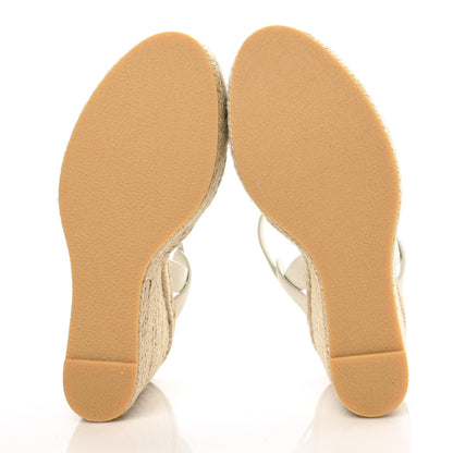 Saint Laurent Calfskin Tribute 95 Platform Espadrille Wedge Sandals 40 Porcellana 5 of 7