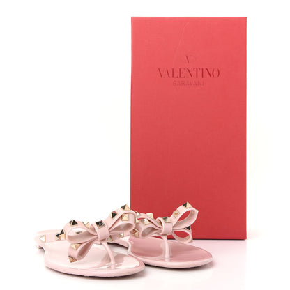 Valentino Garavani PVC Jelly Rockstud Bow Thong Sandals 40 Water Rose 10 of 10