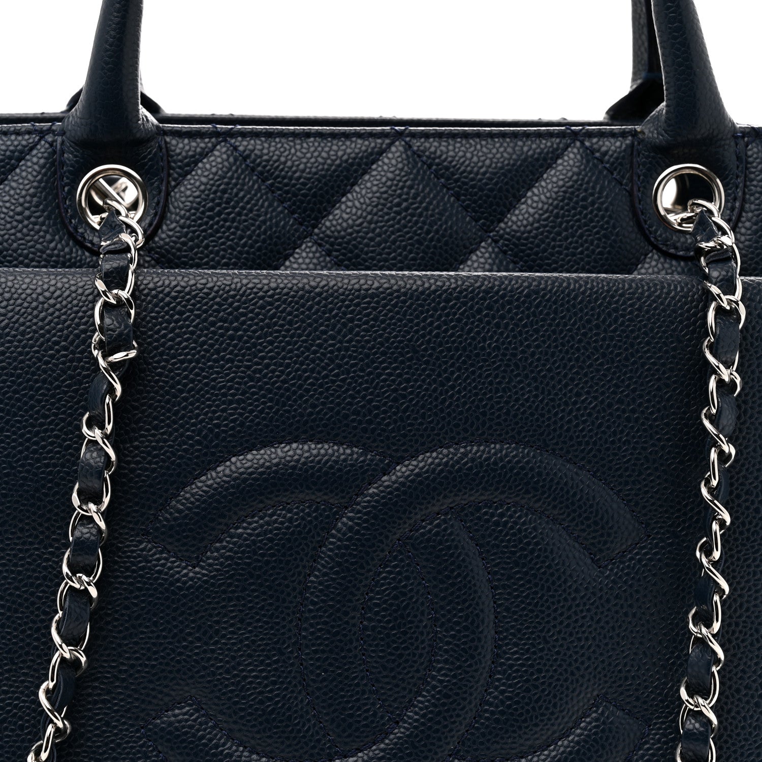Chanel Soft Caviar CC Medium Top Handle Tote Navy Blue 8 of 11