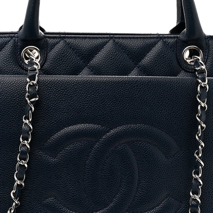 Chanel Soft Caviar CC Medium Top Handle Tote Navy Blue 8 of 11