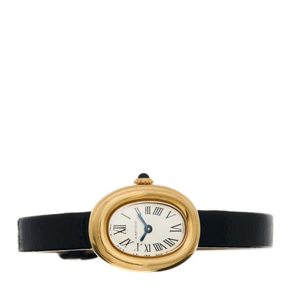 Cartier 18K Yellow Gold Calfskin 18mm Baignoire Quartz Watch 2 of 5