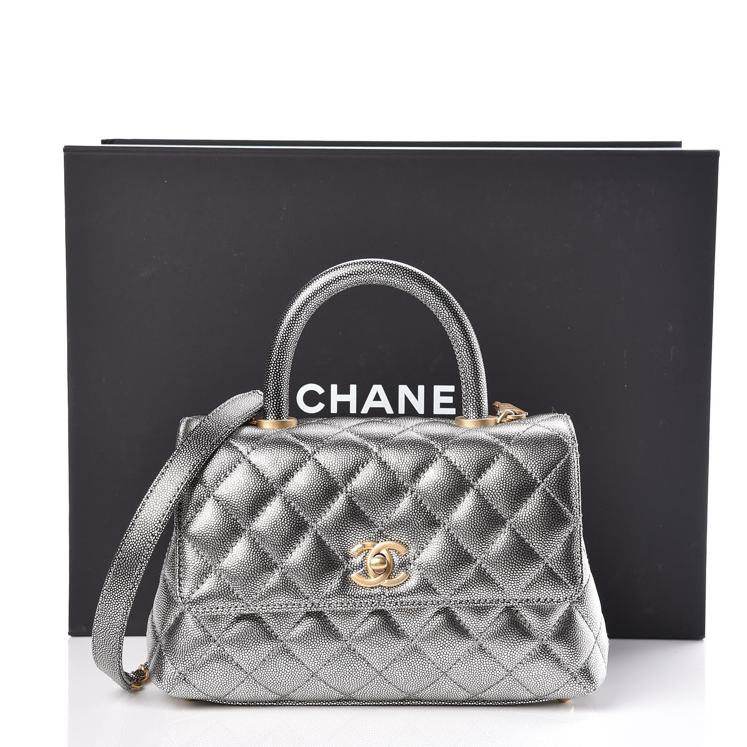 Chanel Metallic Caviar Quilted Mini Coco Handle Flap Silver 10 of 10