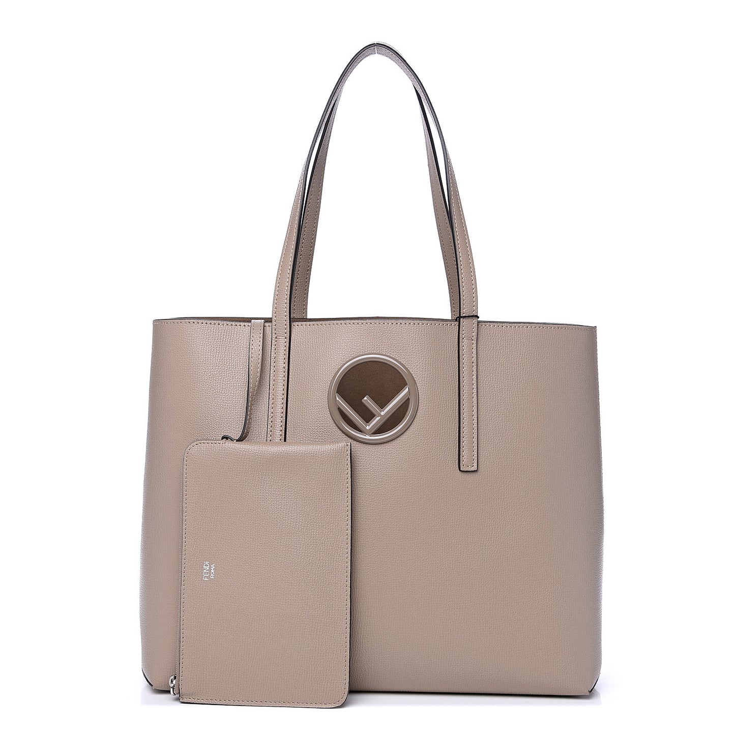 Vitello Vienna Enamel F is Fendi Shopping Tote Tortora Taupe