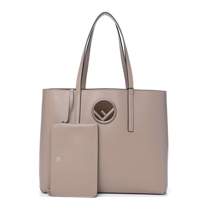 Fendi Vitello Vienna Enamel F is Fendi Shopping Tote Tortora Taupe 1 of 9