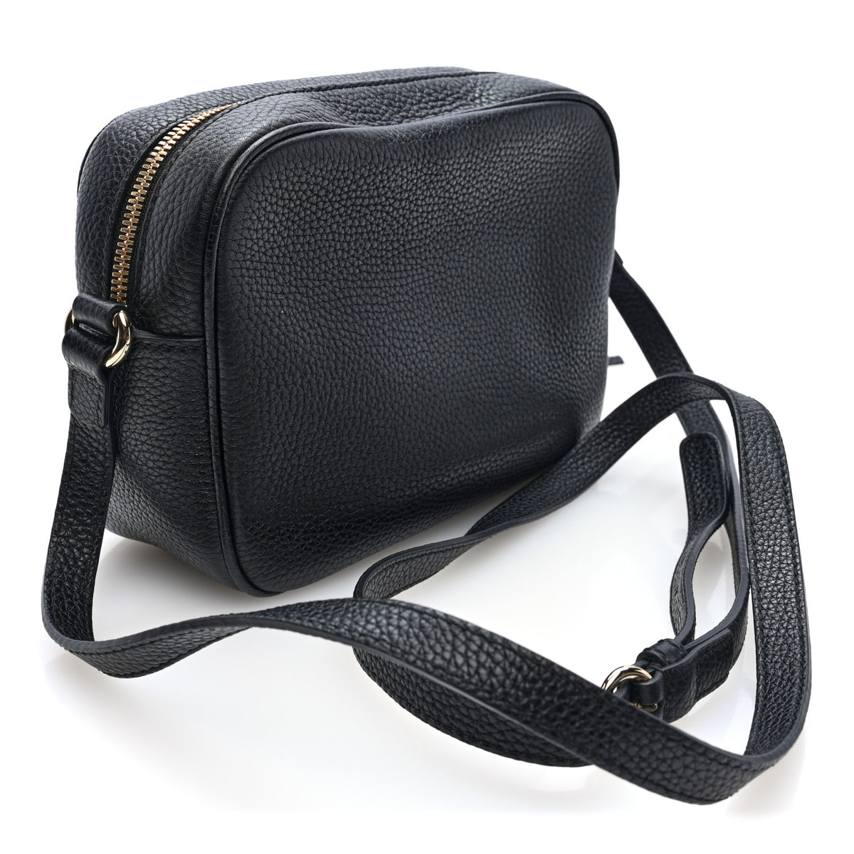 Pebbled Calfskin Small Soho Disco Bag Black