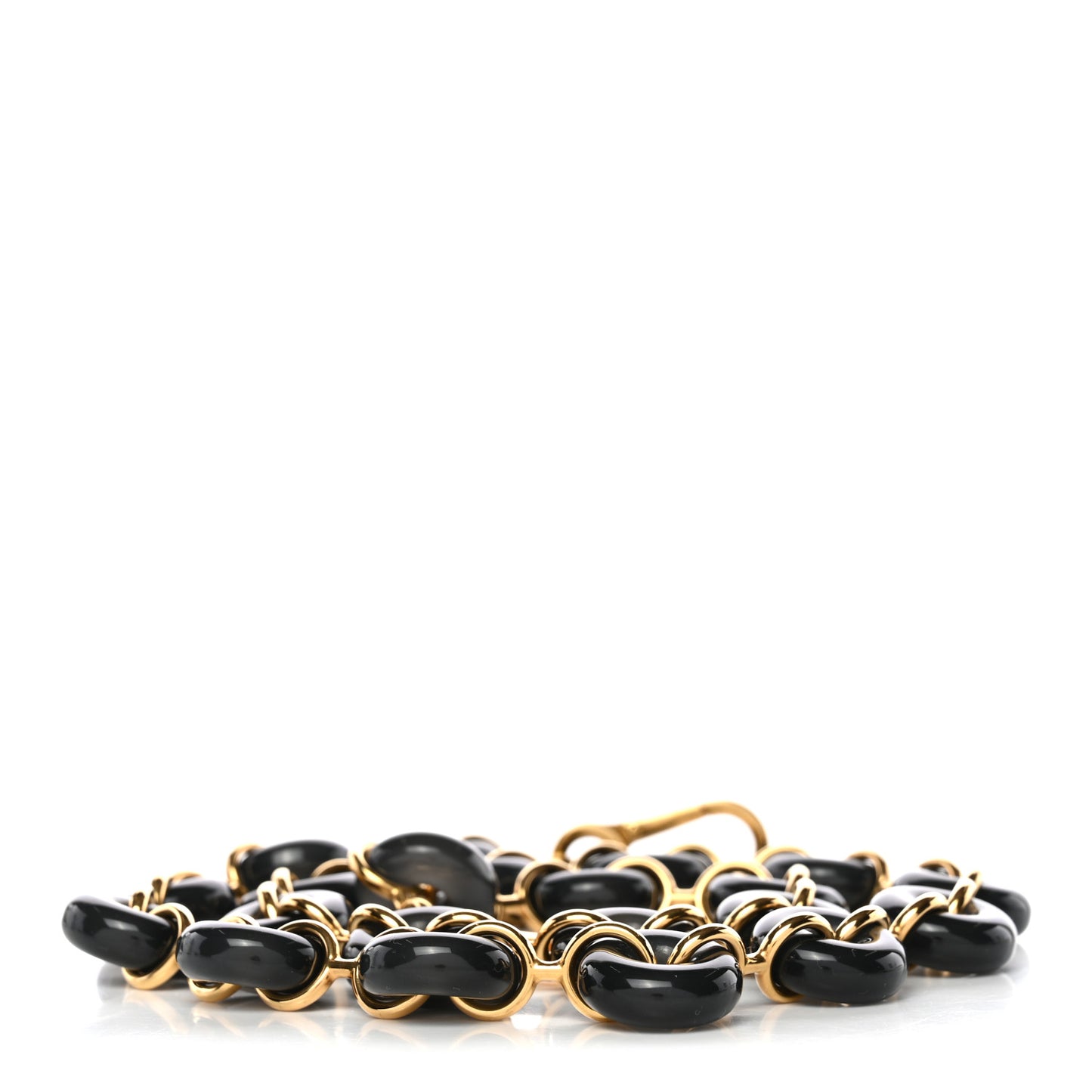 Brass Acetate Donut Chain Shoulder Strap Black Gold