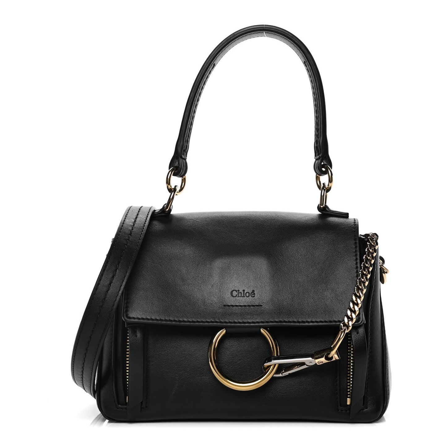 Calfskin Small Faye Day Shoulder Bag Black