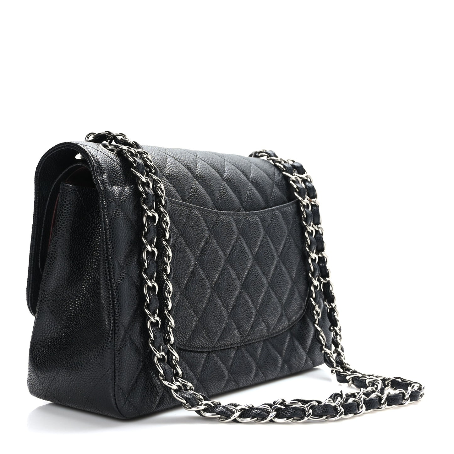 Caviar Quilted Jumbo Double Flap Black