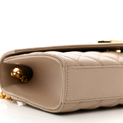 Saint Laurent Grain De Poudre Textured Mixed Matelasse Triquilt Small Monogram Satchel Dark Beige 9 of 10