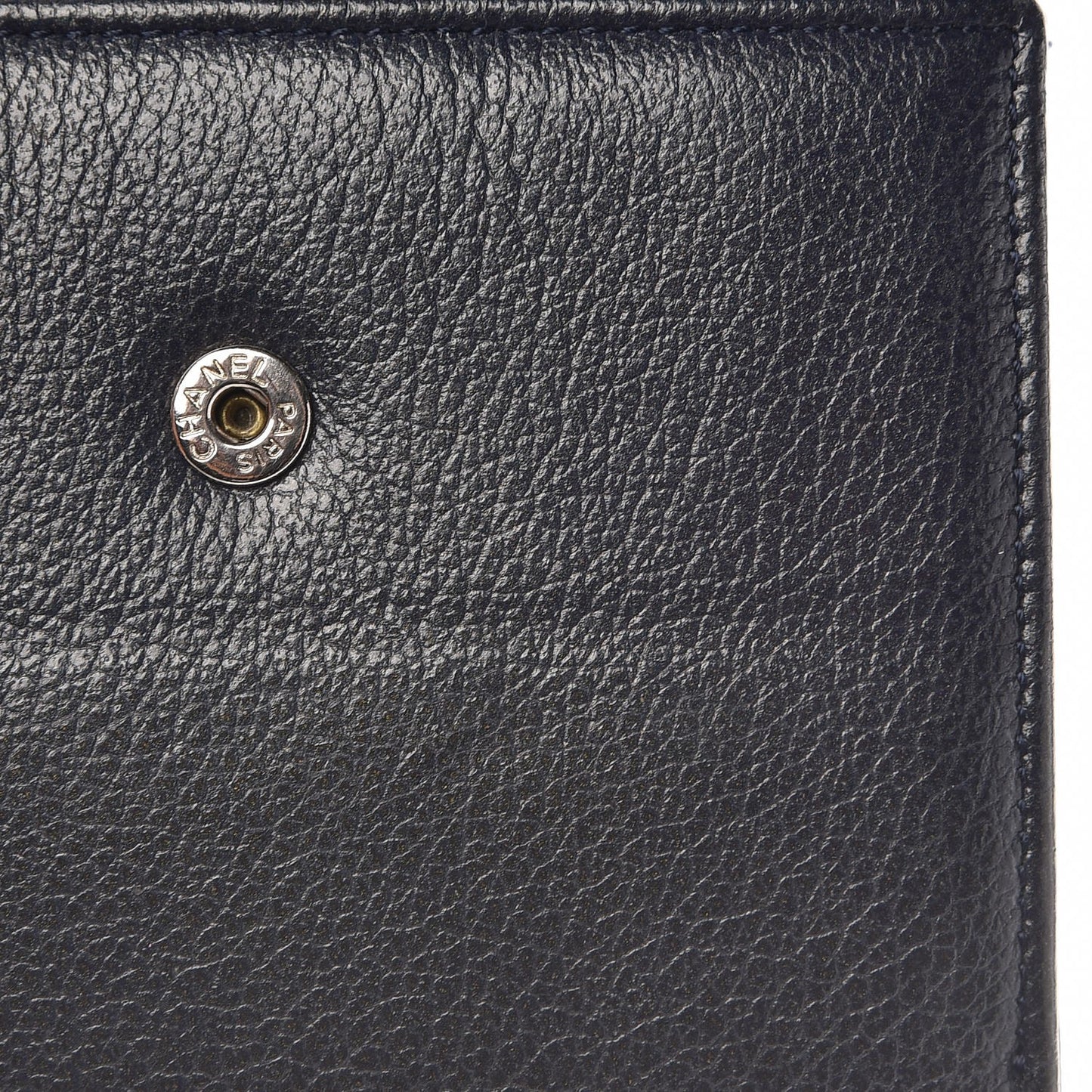 Glazed Goatskin Camellia Embossed French Flap Wallet Black