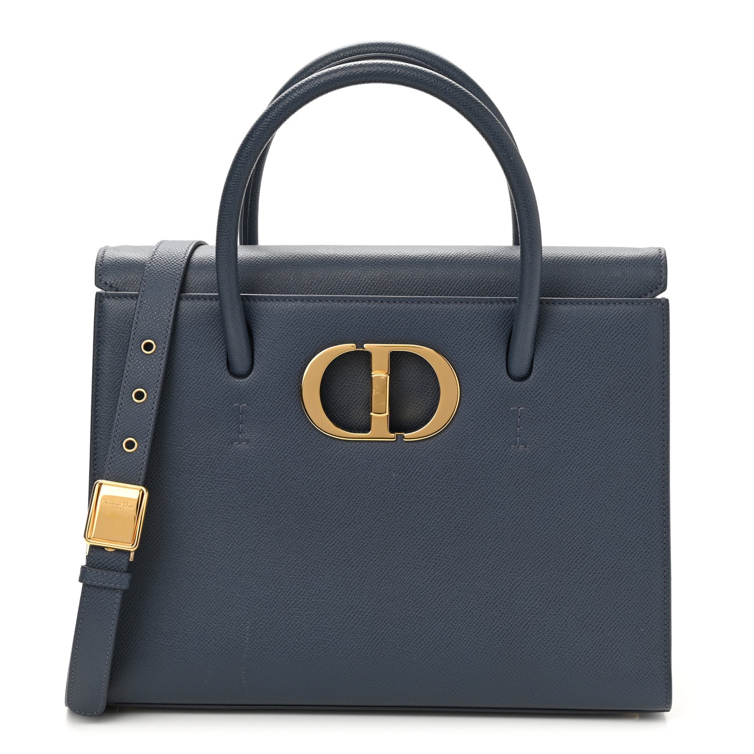 Christian Dior Grained Calfskin Large St. Honore Tote Blue 1 of 7