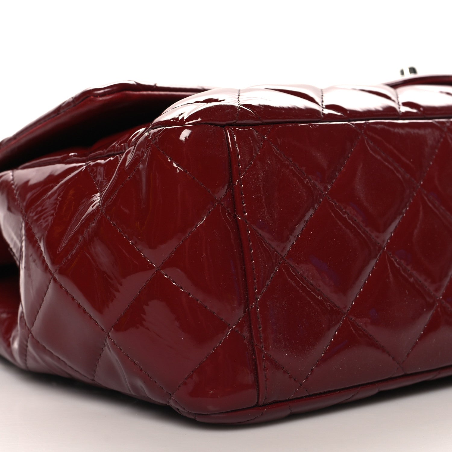 Chanel Patent Quilted Maxi Double Flap Dark Red 8 of 10