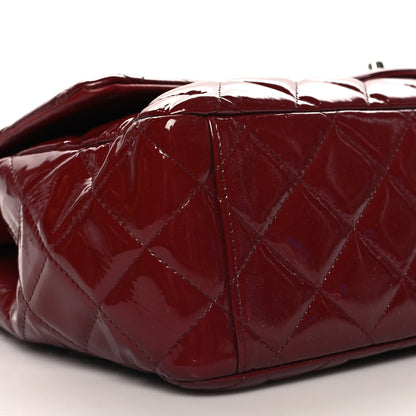 Chanel Patent Quilted Maxi Double Flap Dark Red 8 of 10