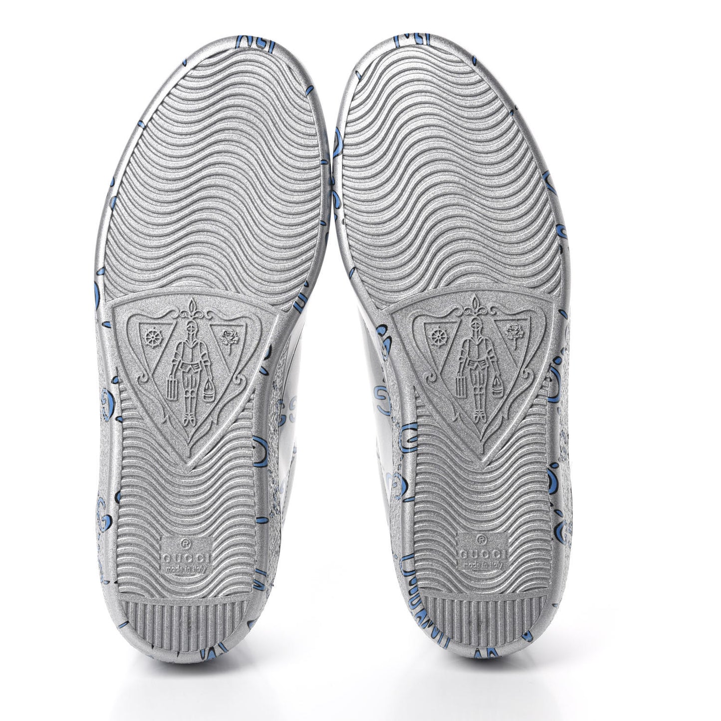 Miro Rubber Wax GucciGhost Print Mens New Ace Sneakers 7 Silver