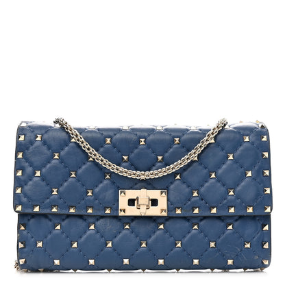 Valentino Garavani Nappa Rockstud Spike Wallet on Chain Pure Blue 1 of 15