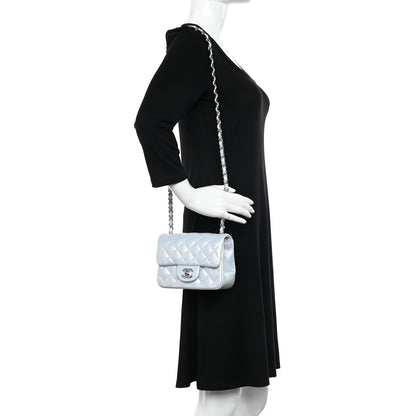 Chanel Iridescent Lambskin Quilted Mini Square Flap Light Blue 2 of 10