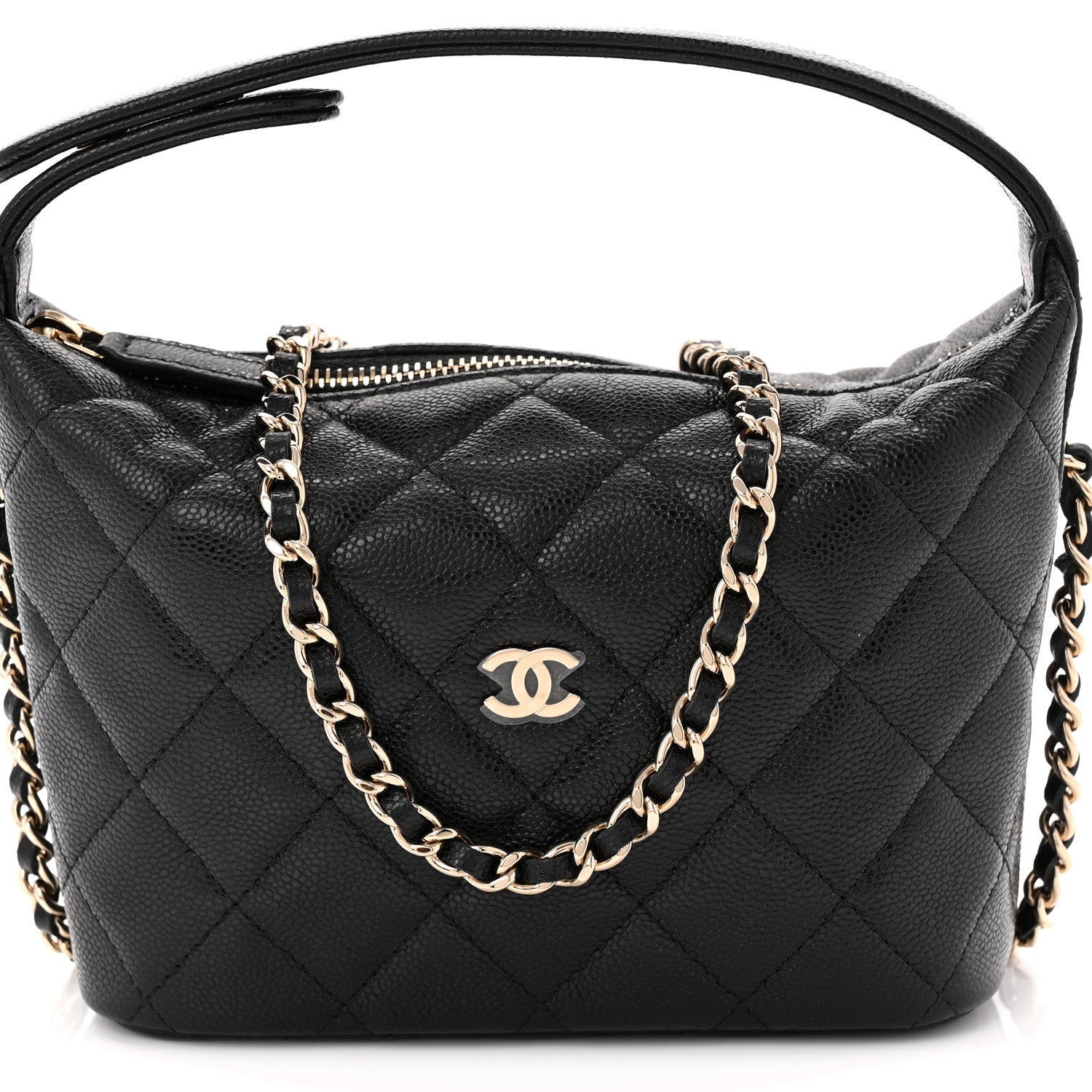 Chanel Caviar Quilted Hobo Clutch With Chain Black 8 of 10